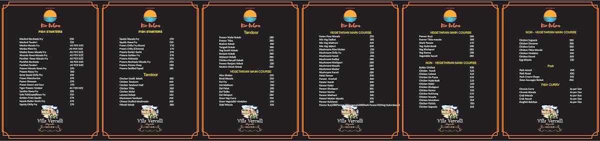 Rio DeGoa Restobar menu