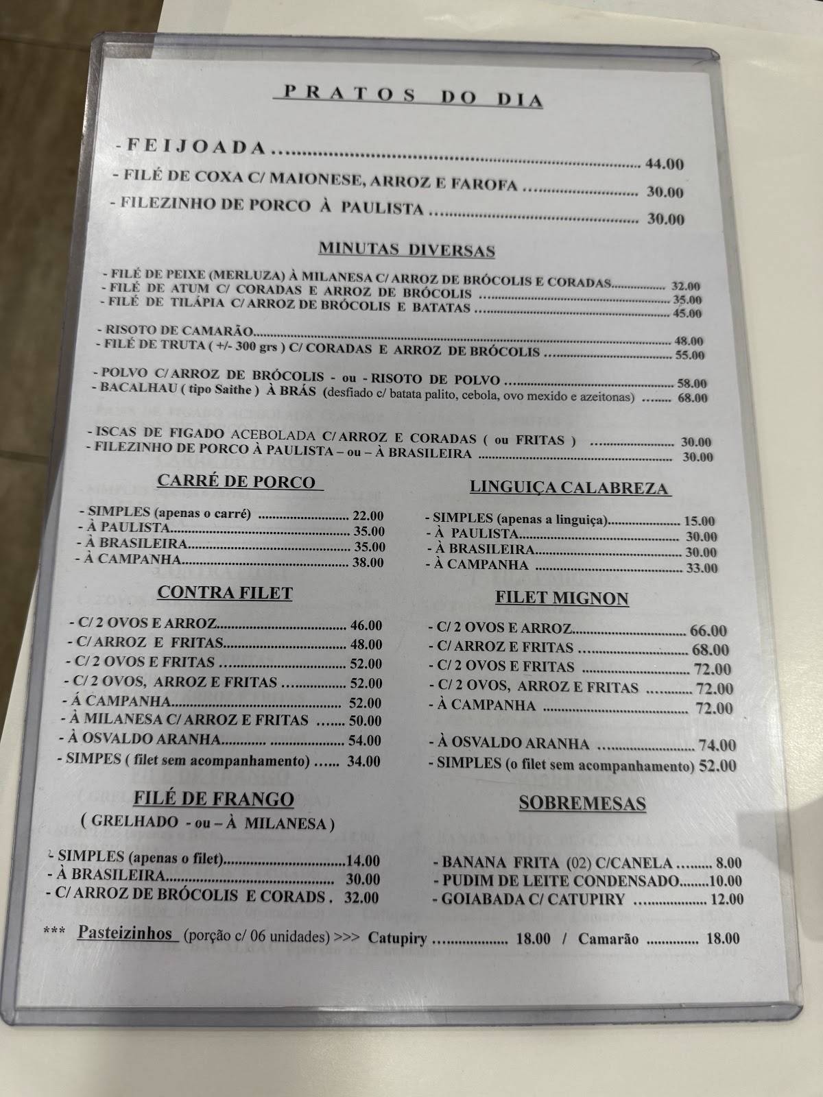 Restaurante Adriano cardápio
