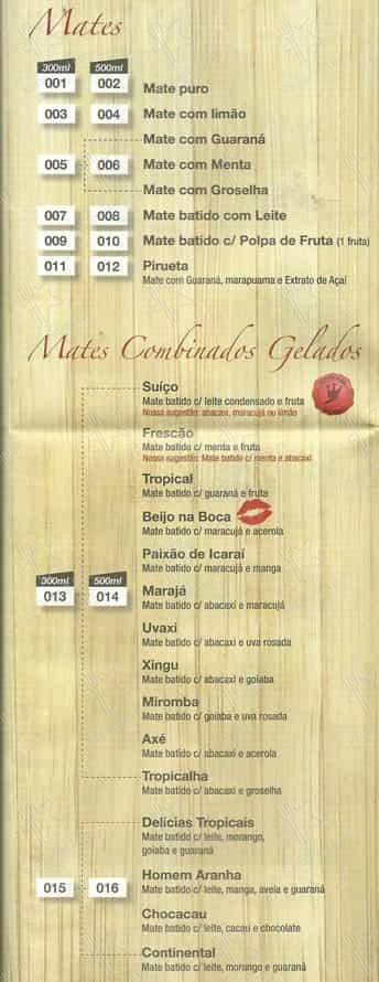 Rei do Mate cardápio