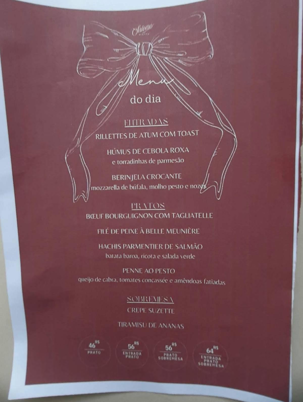S Bistrô - LEME cardápio