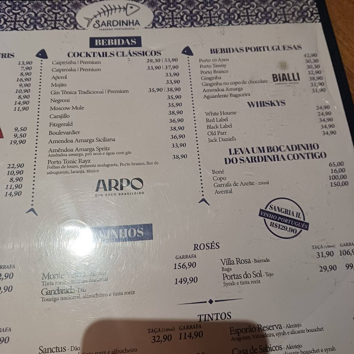 Sardinha Taberna Portuguesa (Leblon) cardápio