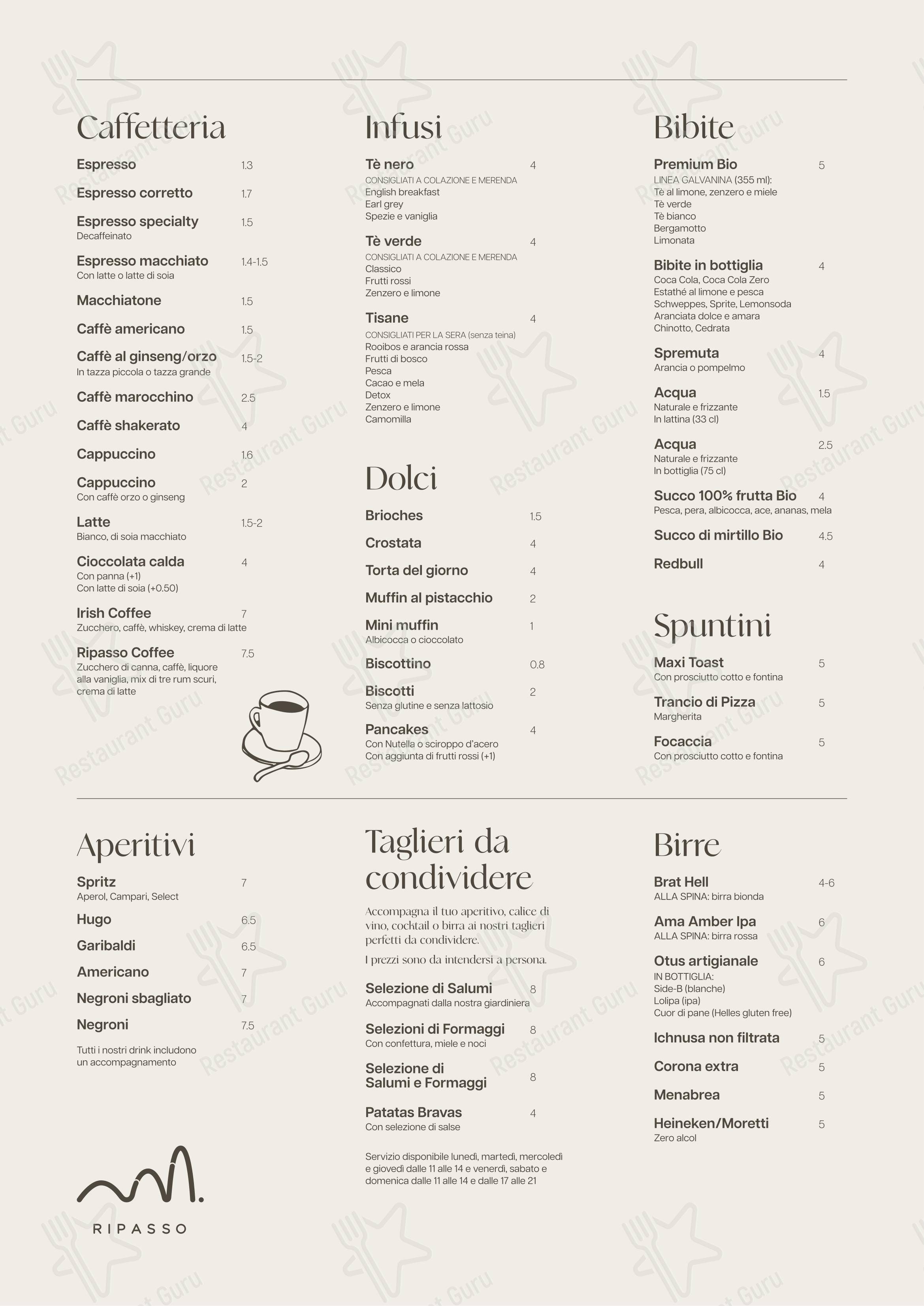 Menu di Ripasso - Menu bar