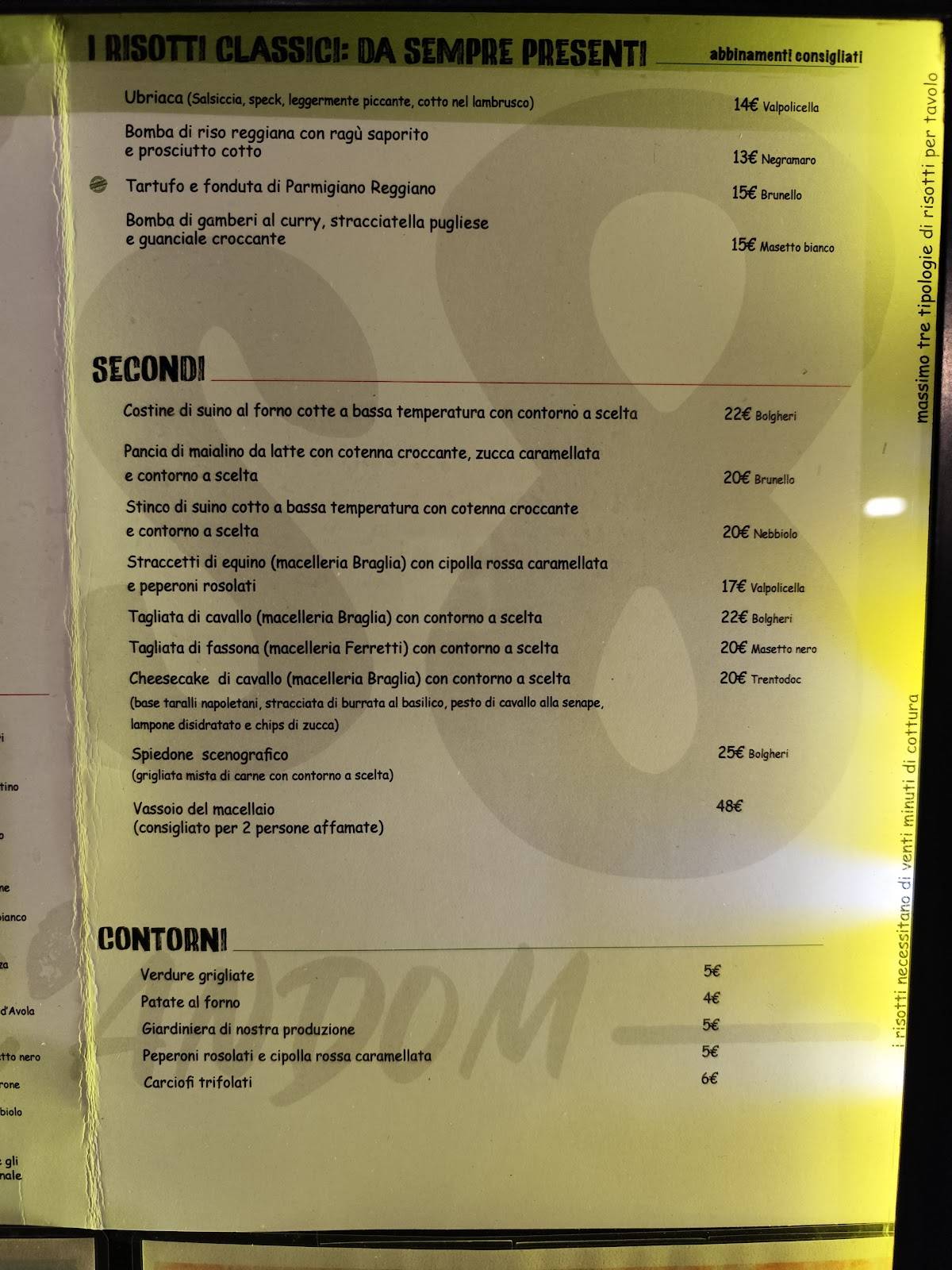 Menu di Risotto DAI C'ANDOM Parma 