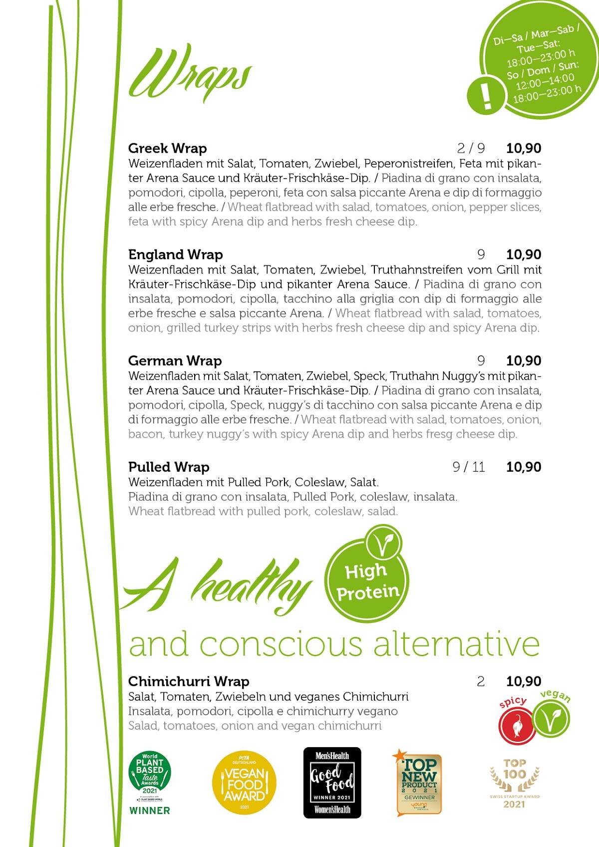 Menu di Sport's Arena 