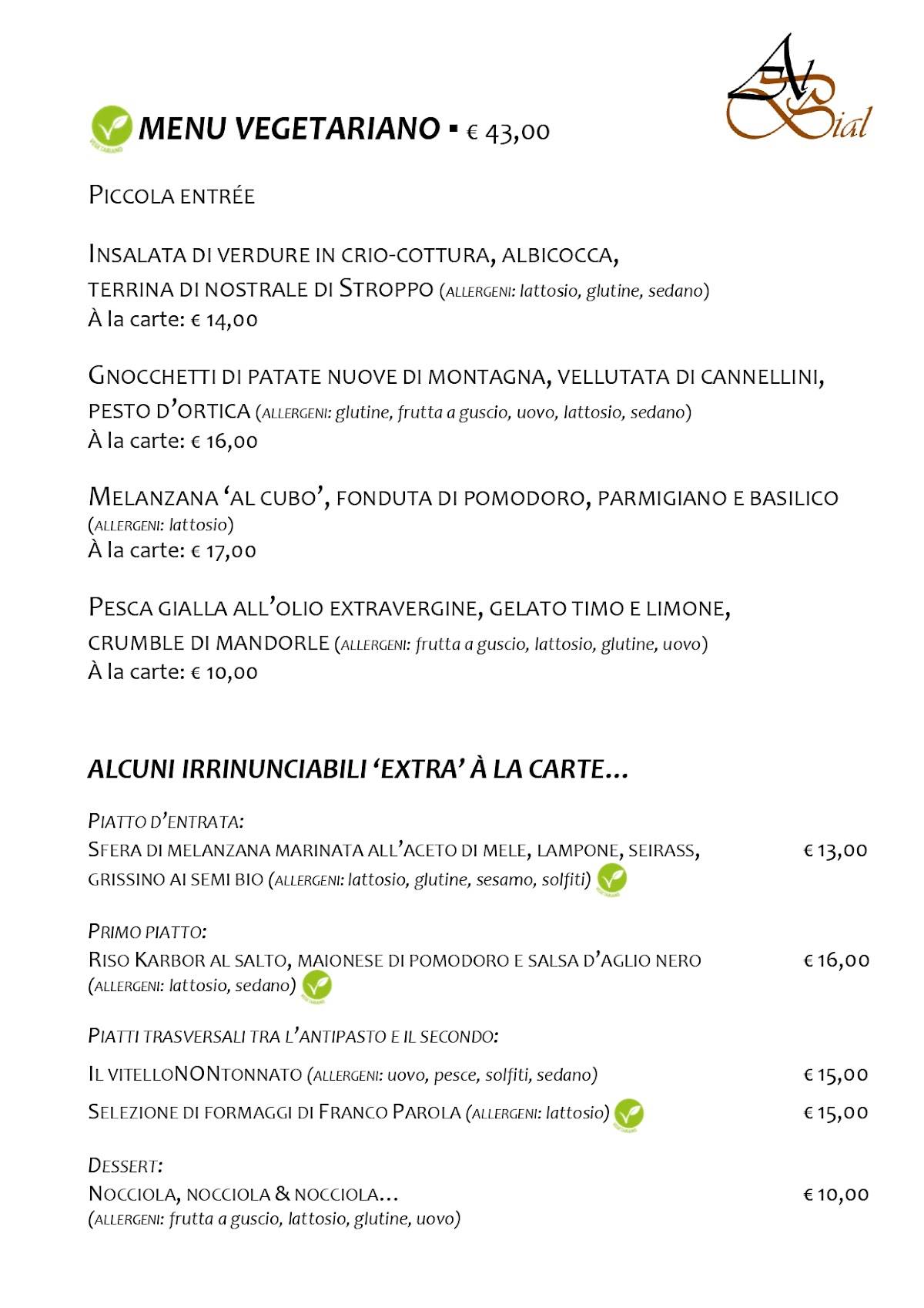 Menu di Ristorante Al Bial 