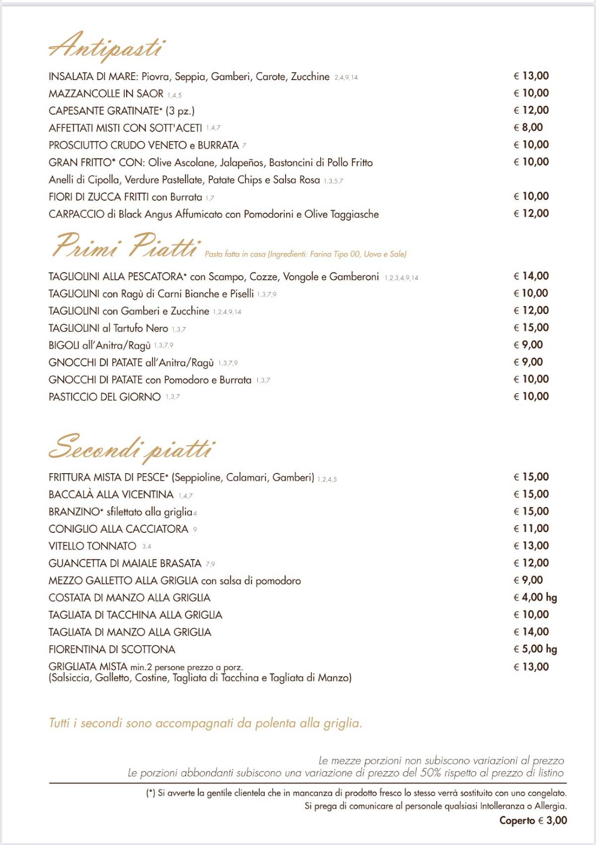 Menu di Ristorante Al Cacciatore Da Gino 