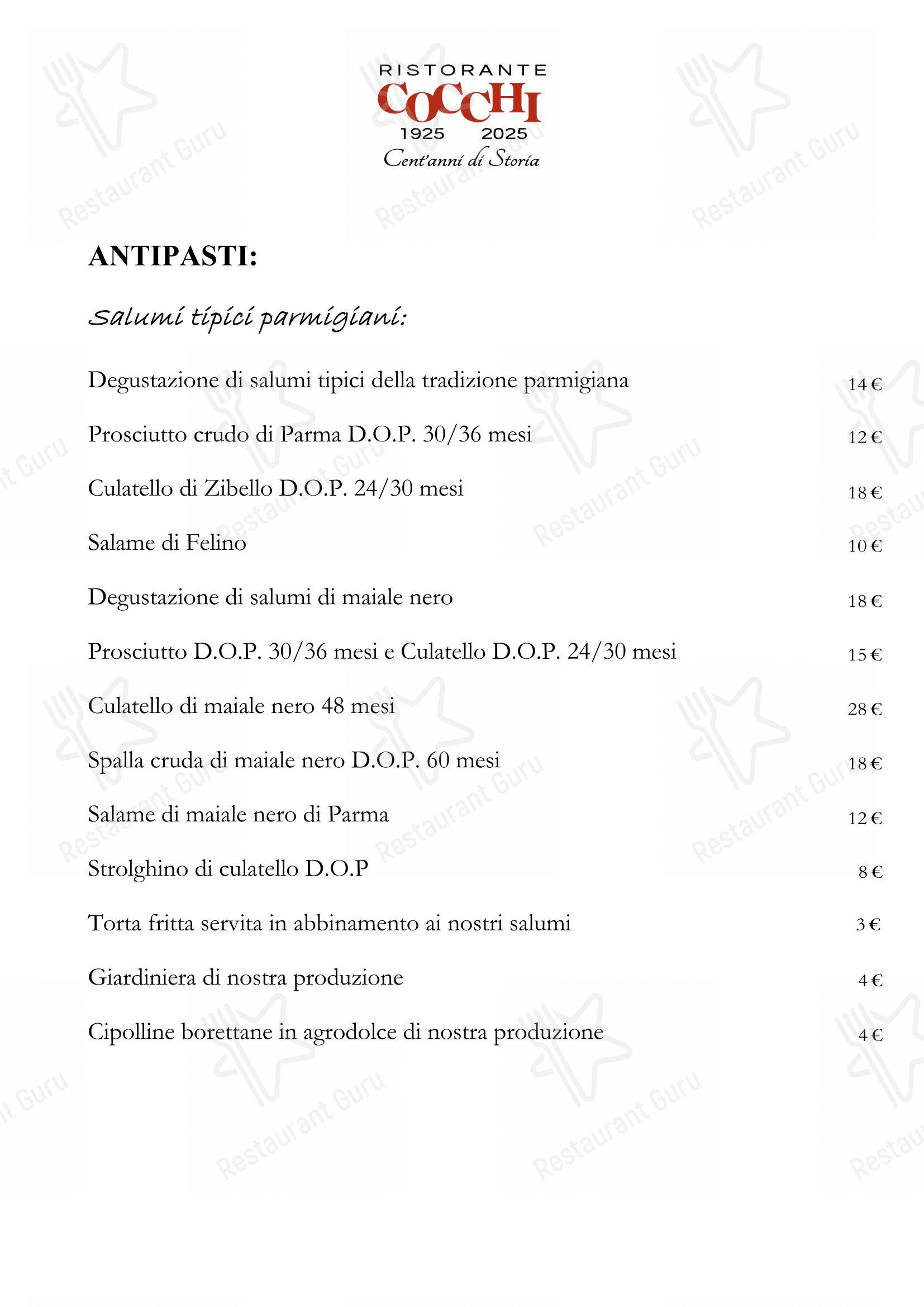 Menu di Ristorante Cocchi - Menu