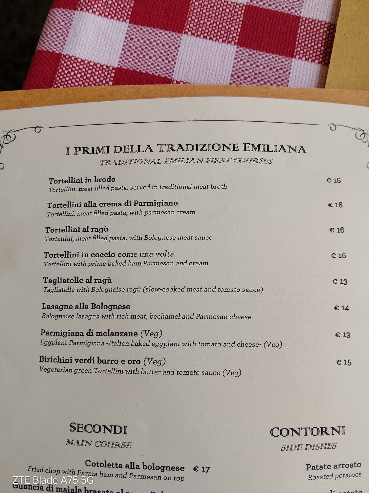 Menu di Ristorante Cocchi 