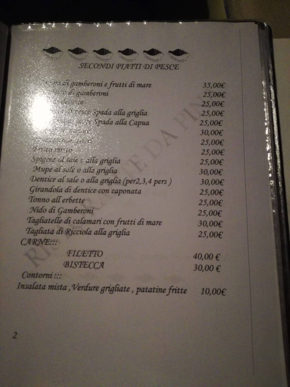 Menu di Ristorante Da Pina 