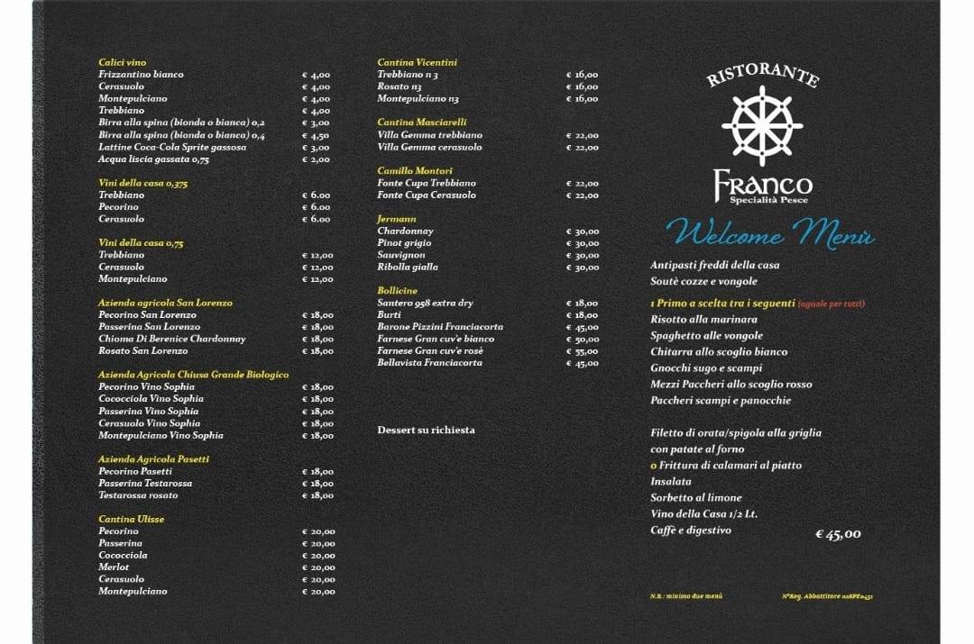Menu di Ristorante Franco 