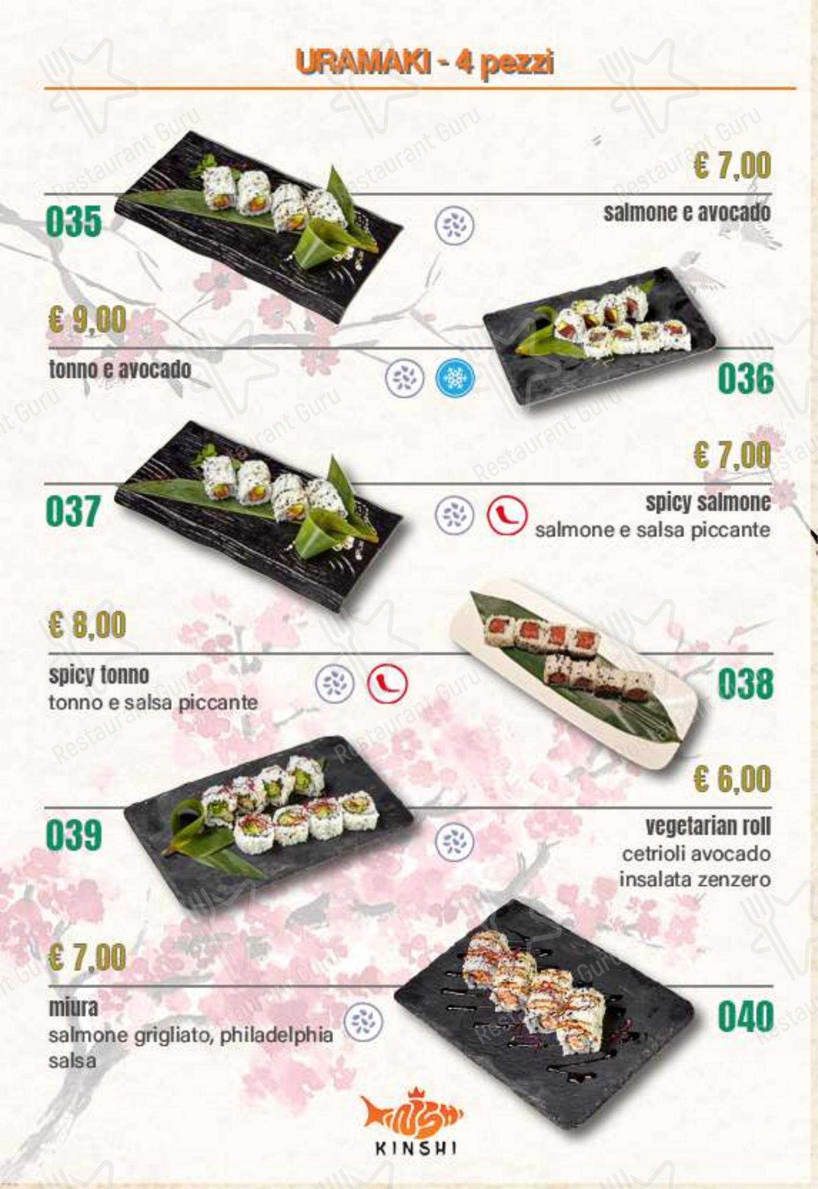 Menu per Ristorante Giapponese Kinshi in Moncalieri