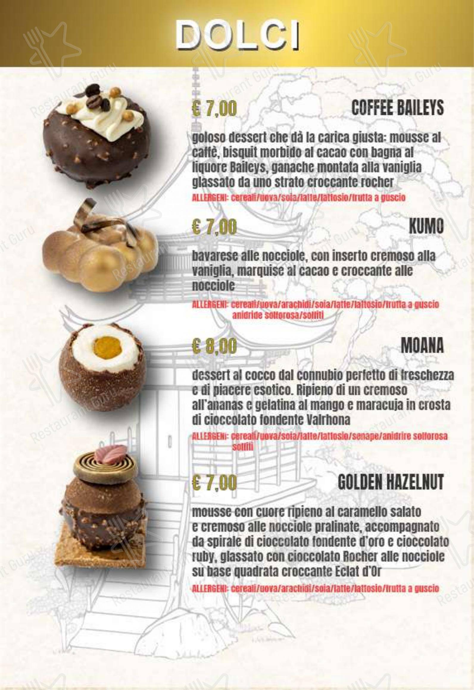 Menu per Ristorante Giapponese Kinshi in Moncalieri