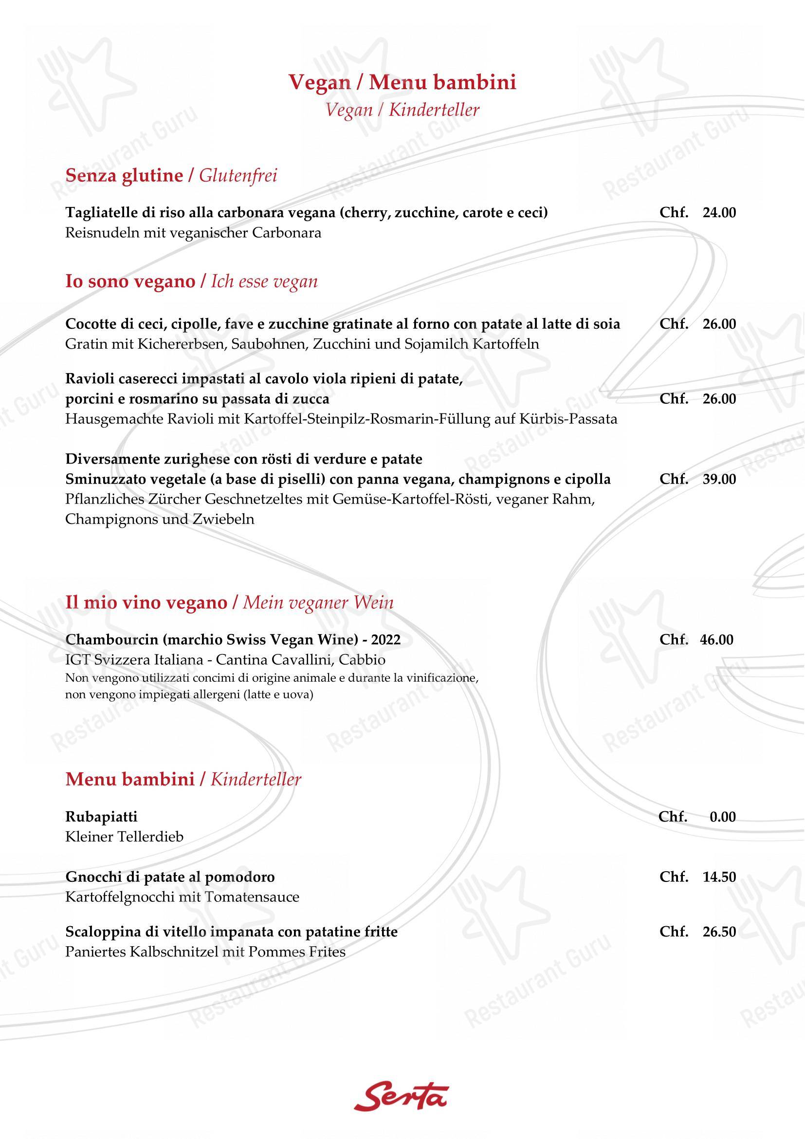 Menu di Ristorante Grotto Serta - Menu bar