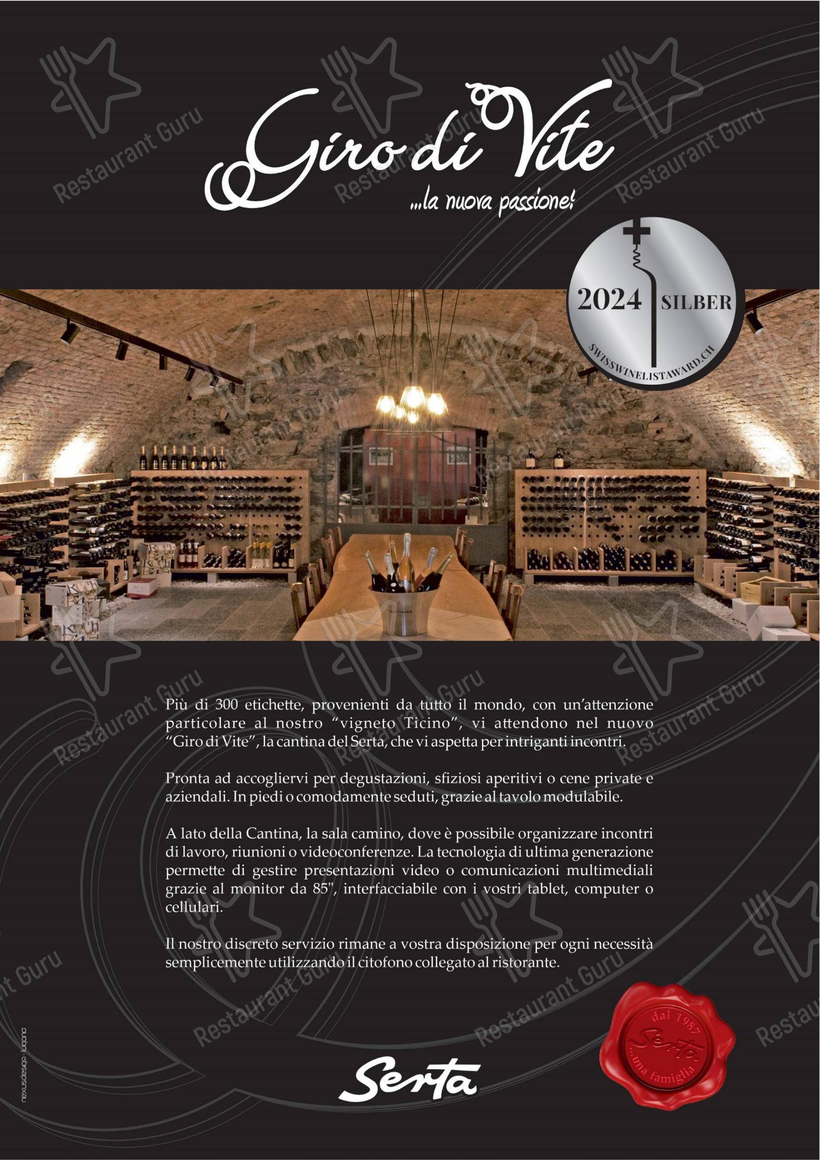 Ristorante Grotto Serta in Lamone - Menu bar