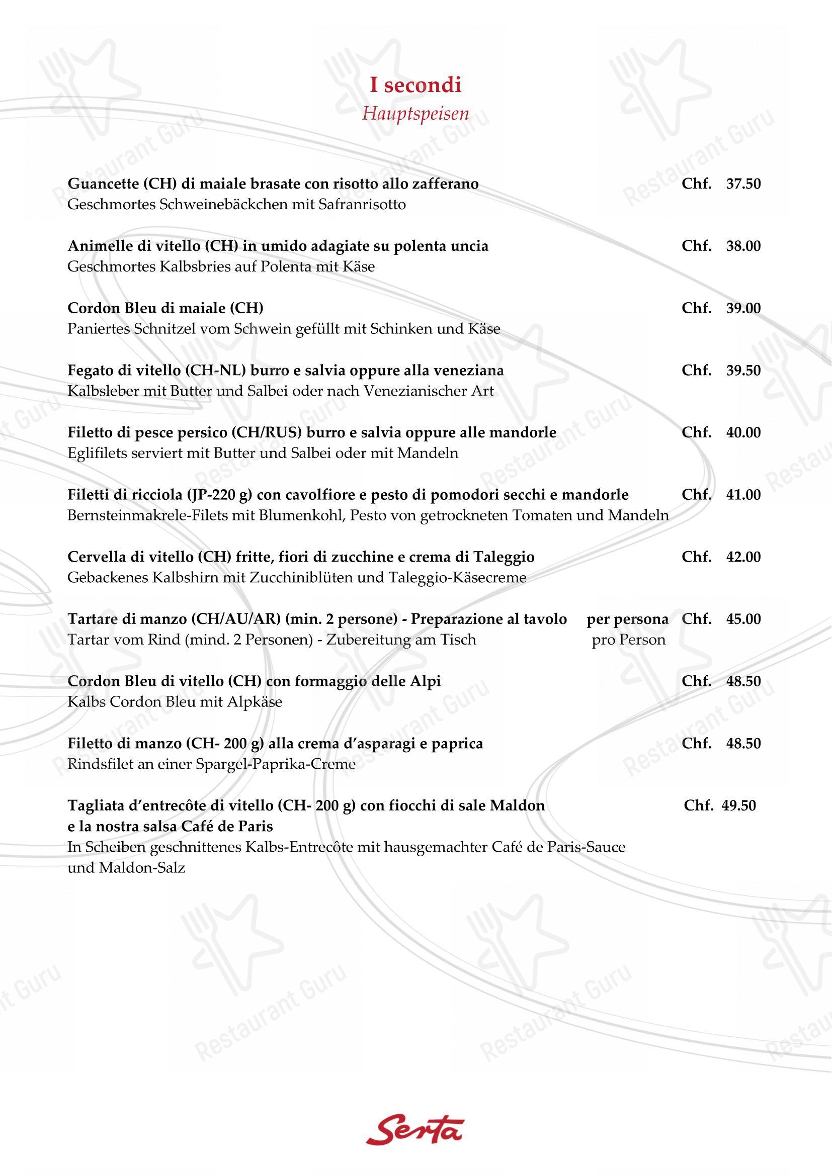 Menu bar per Ristorante Grotto Serta ristorante