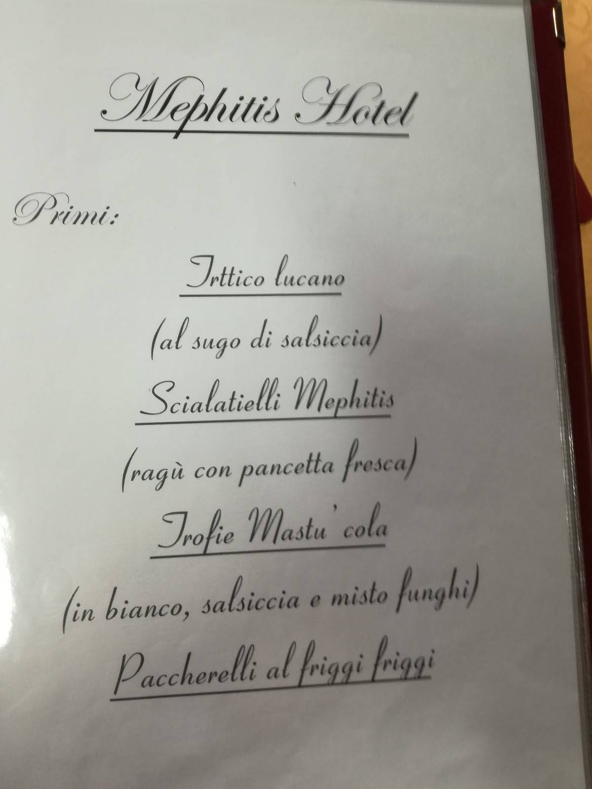 Menu di Ristorante Hotel Mephitis di Vazza Francesco 