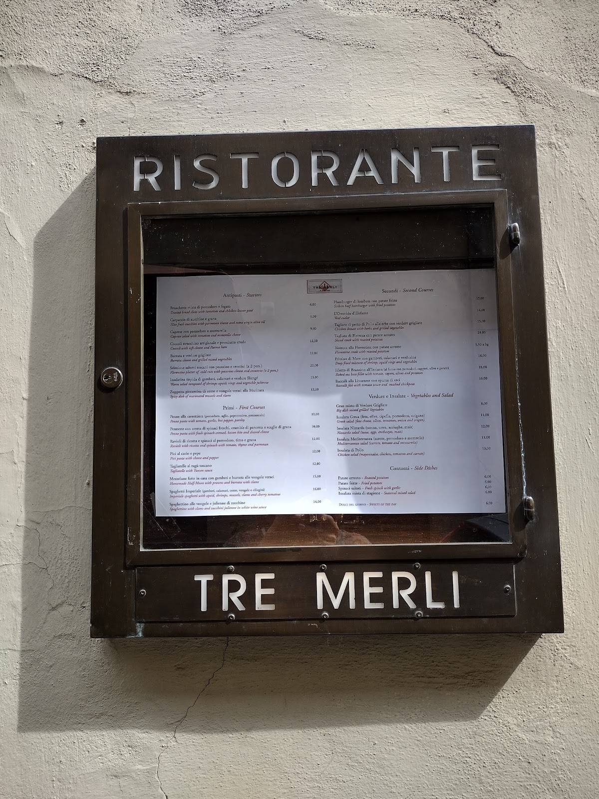Menu di Ristorante I Tre Merli 