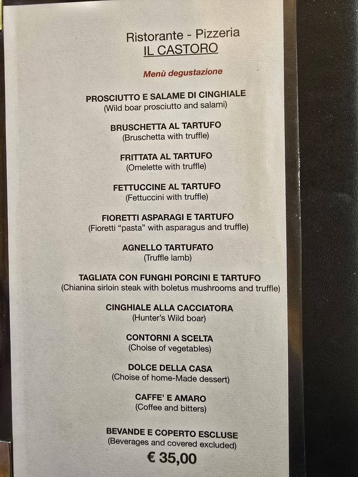Menu di Ristorante Il Castoro 