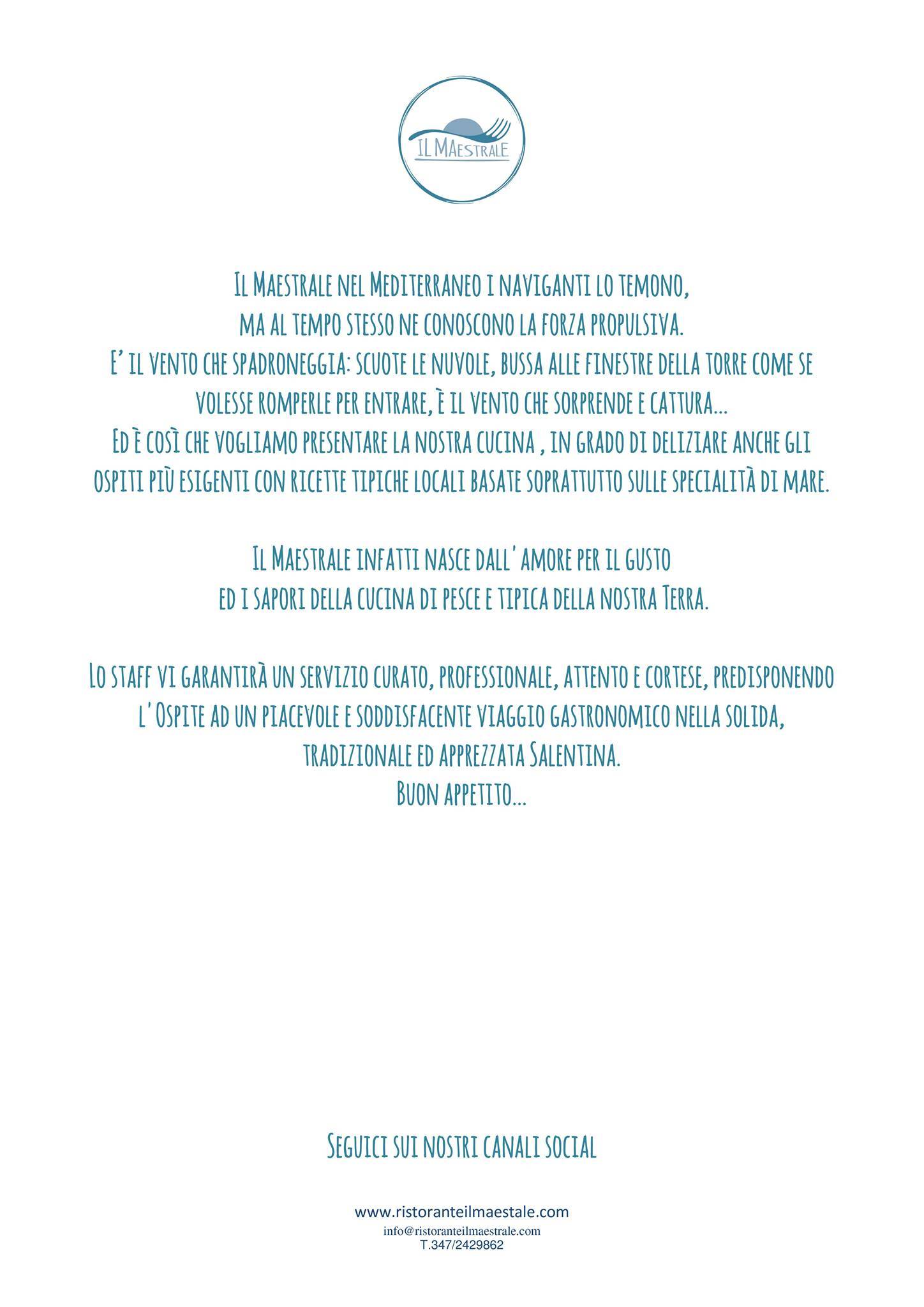 Menu di Ristorante Il Maestrale 