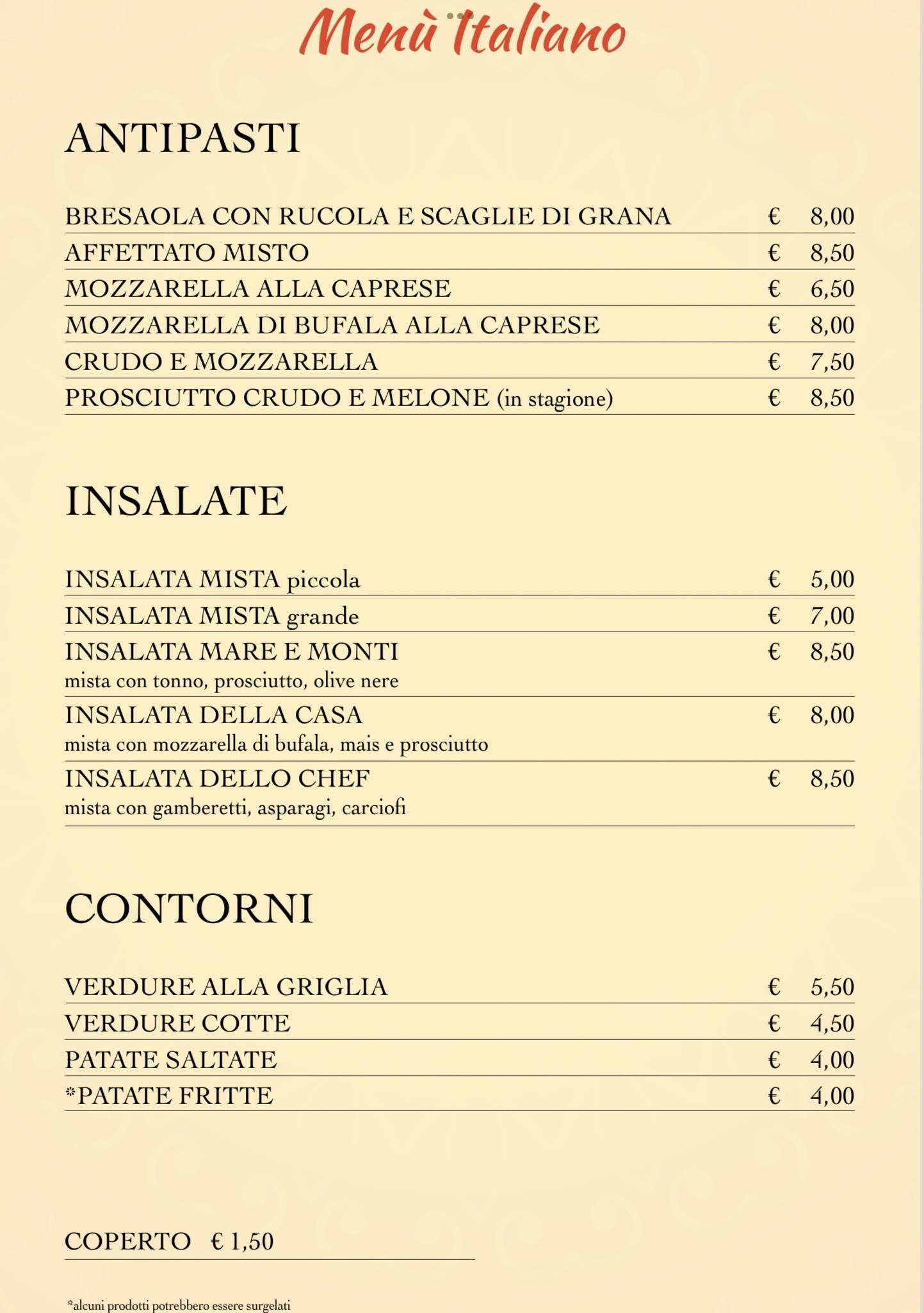 Menu di Ristorante Indiano e Pizzeria Tre Ponti 