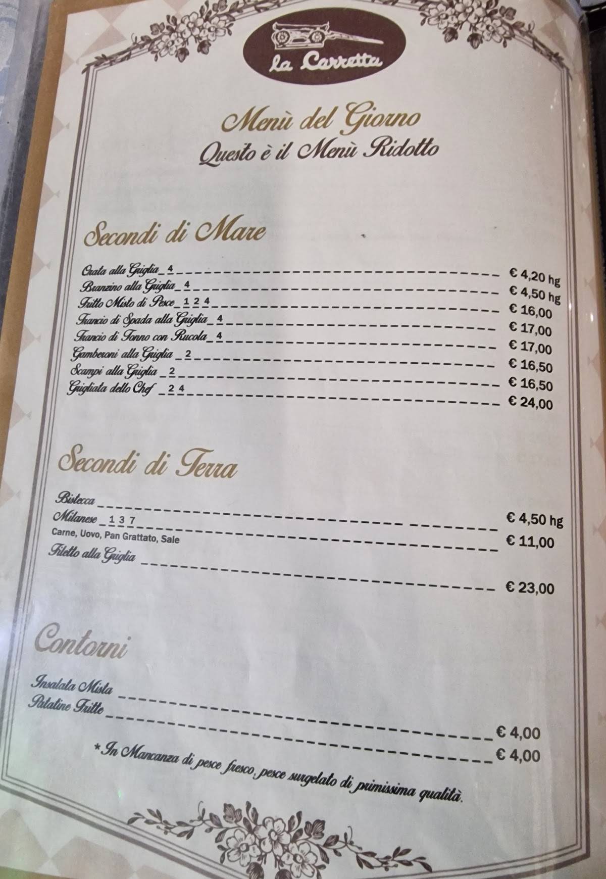 Menu di Ristorante La Carretta 