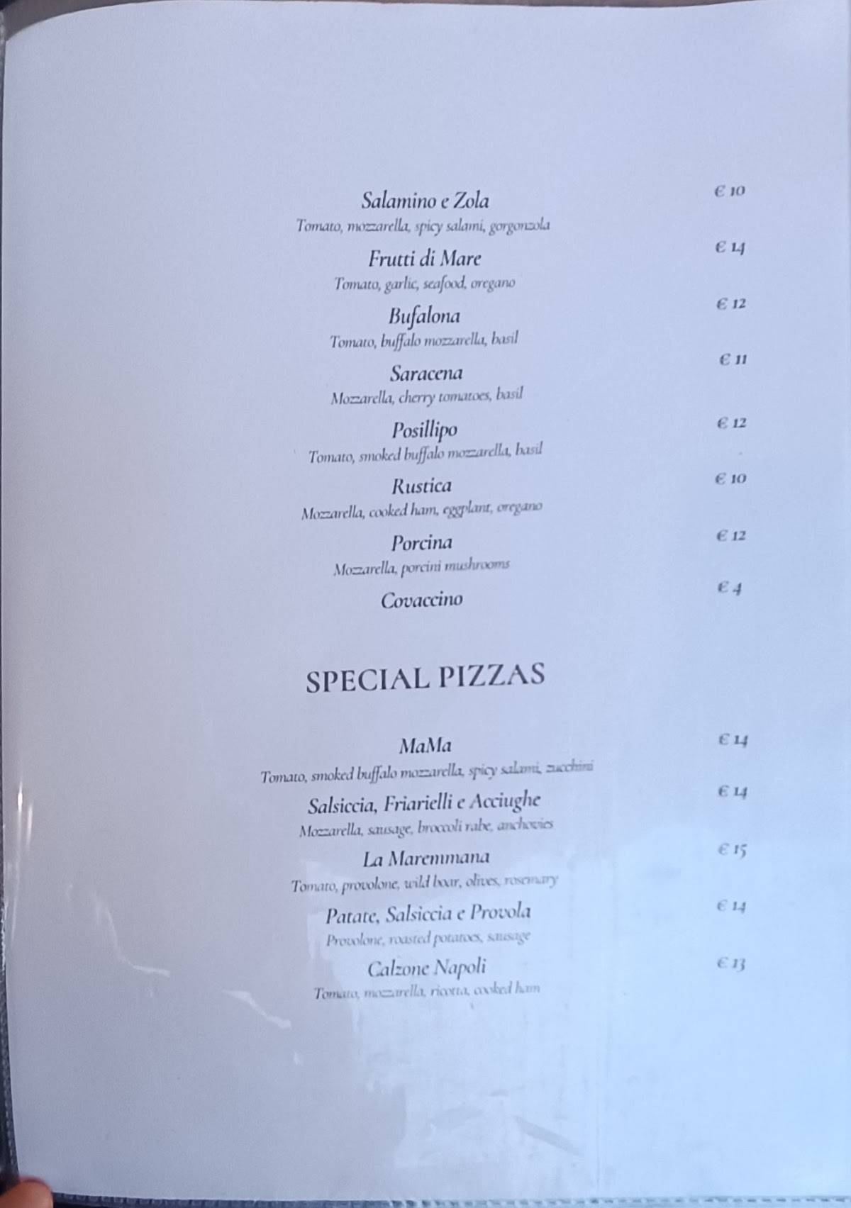 Menu di Ristorante Mama e Bar Mistral 