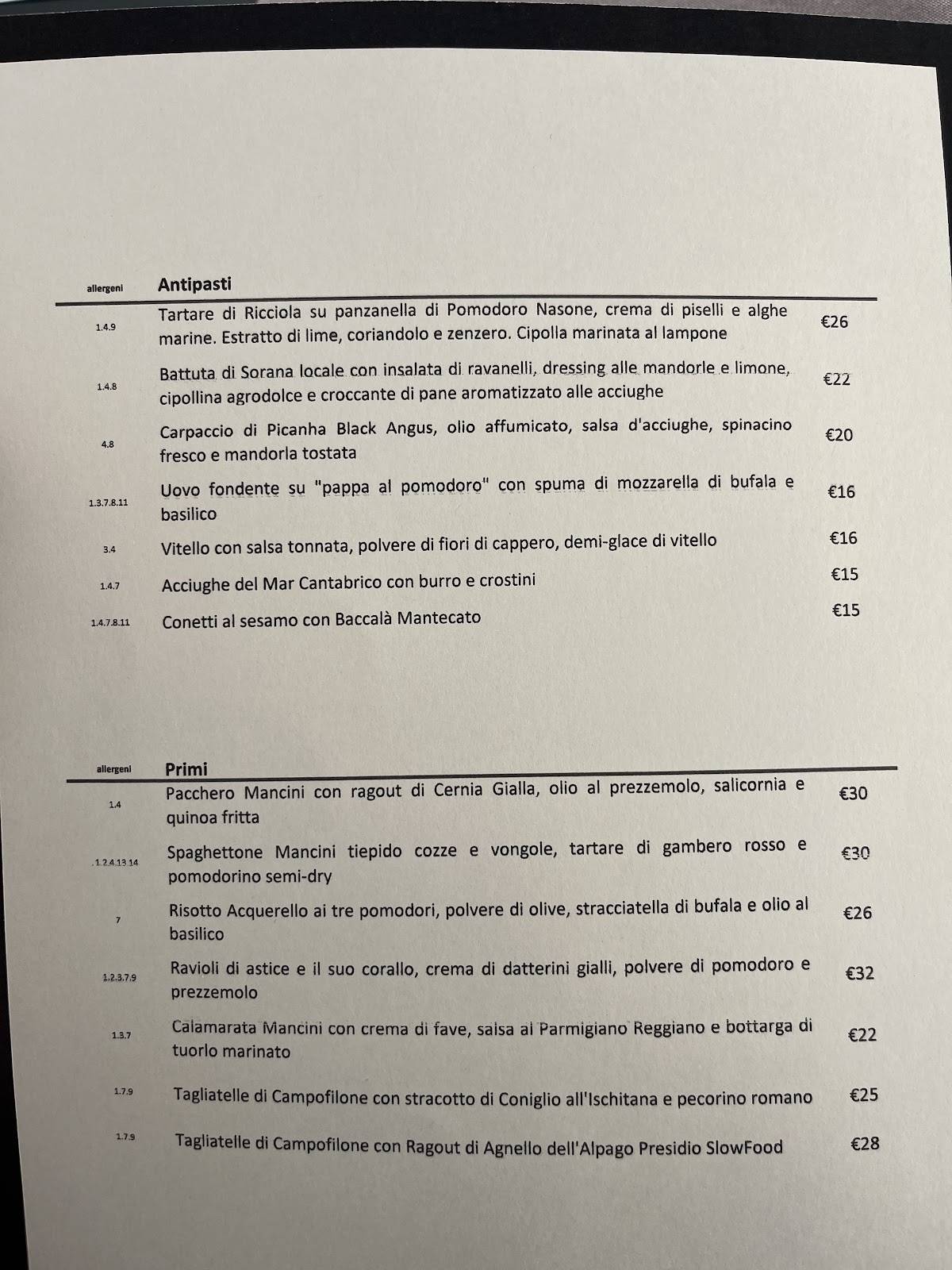 Menu di Ristorante med 