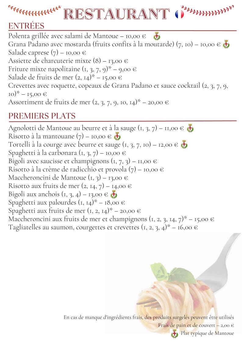 Menu di Ristorante Pizzeria Annette 