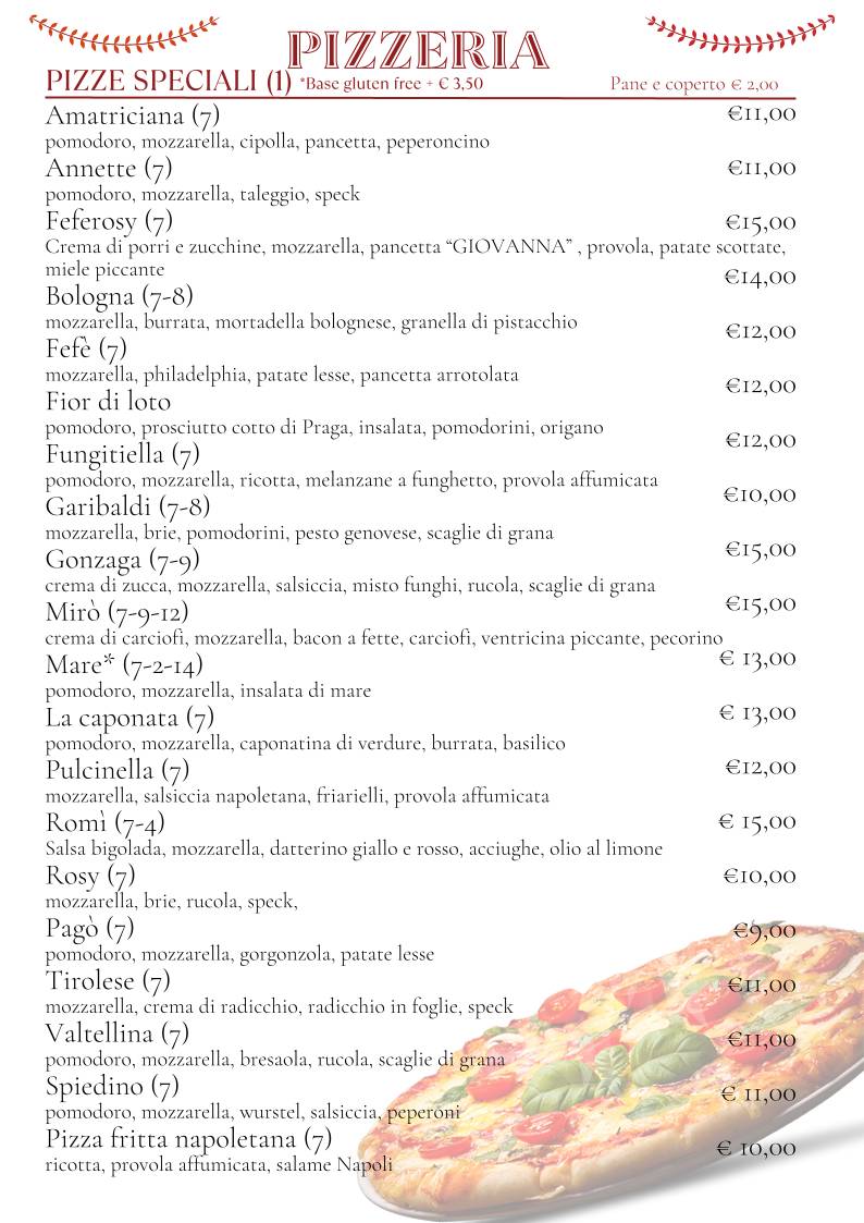 Menu di Ristorante Pizzeria Annette 
