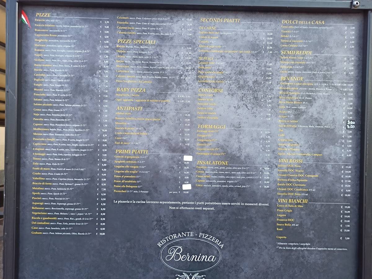 Menu di Ristorante Pizzeria Bernina 