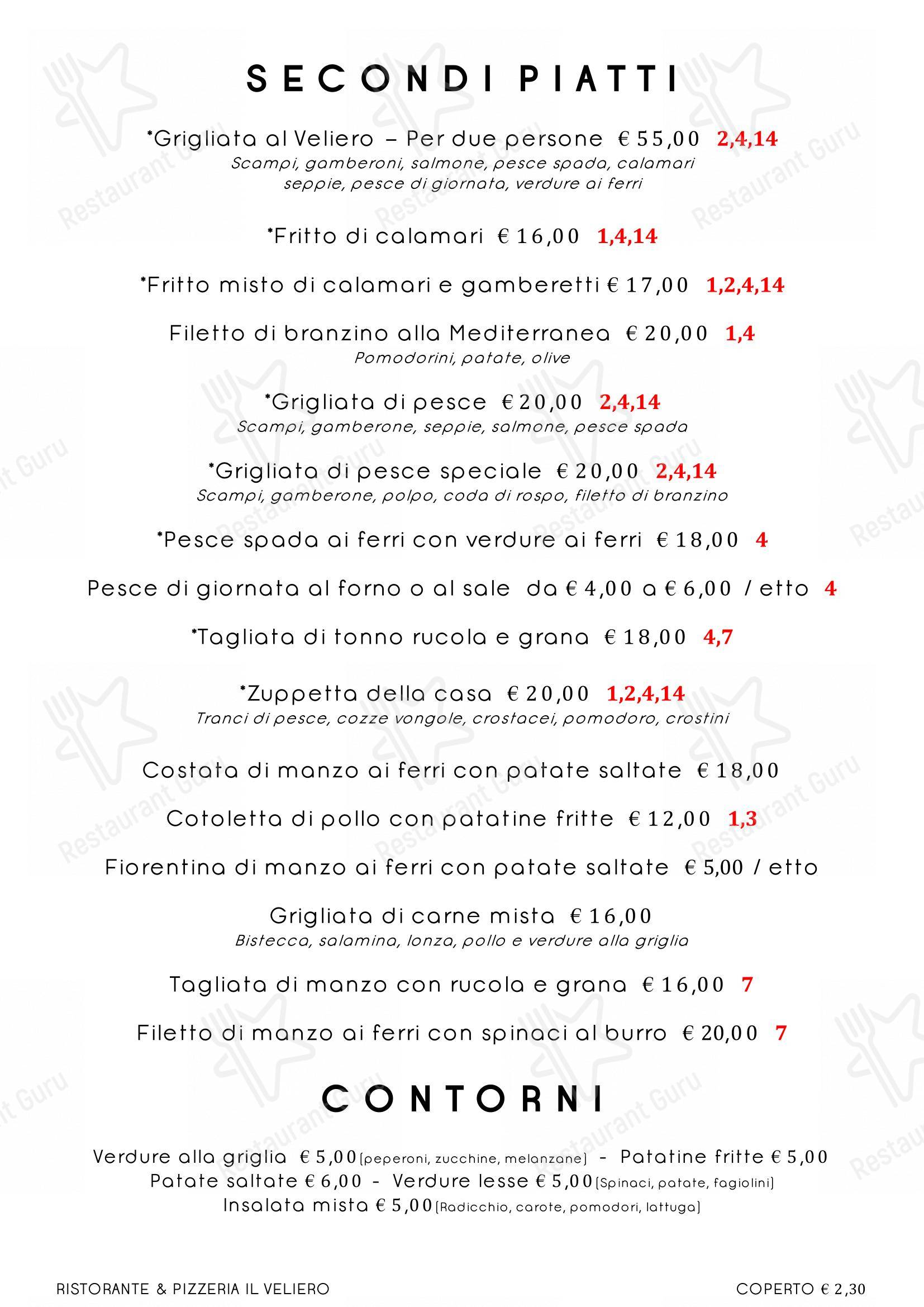 Menu per Ristorante Pizzeria Il Veliero ristorante