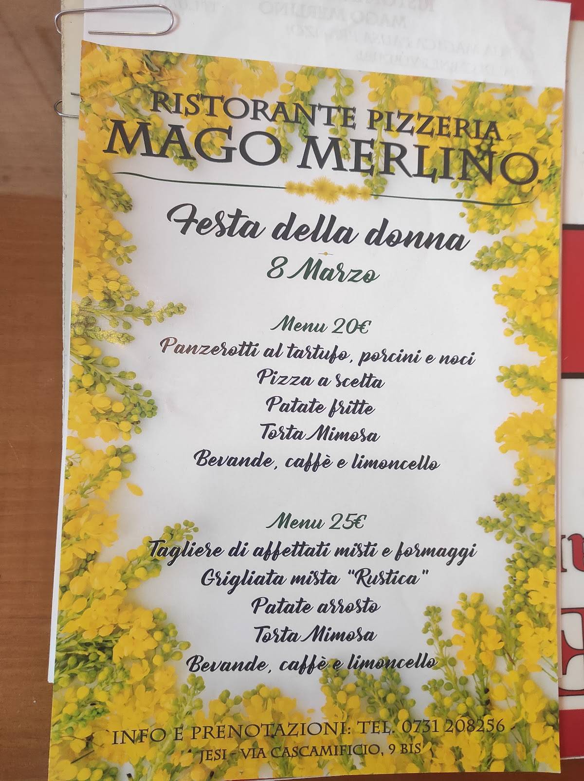 Menu di Ristorante Pizzeria Mago Merlino 