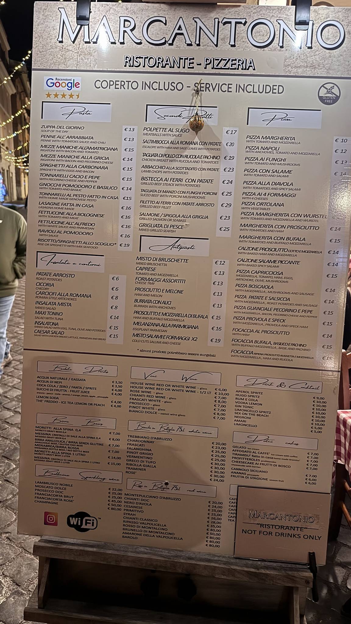 Menu di Ristorante Pizzeria Marcantonio 