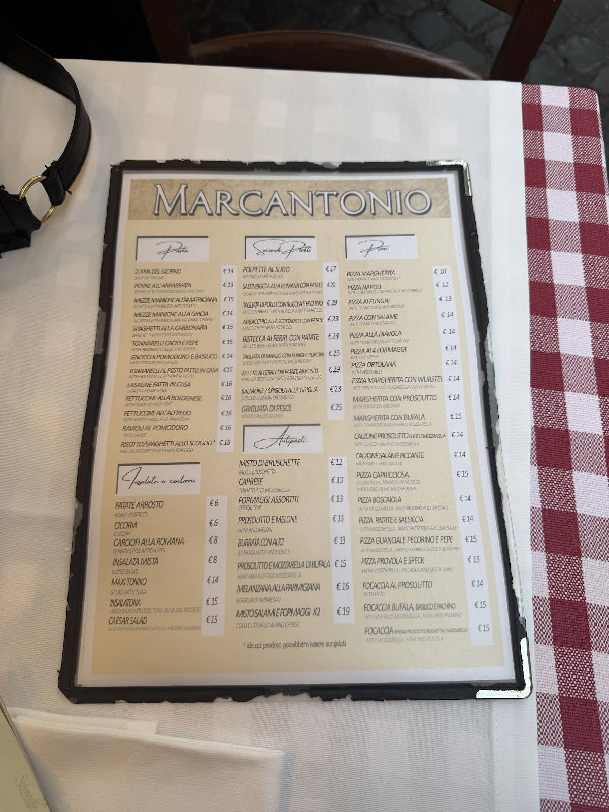 Menu di Ristorante Pizzeria Marcantonio 