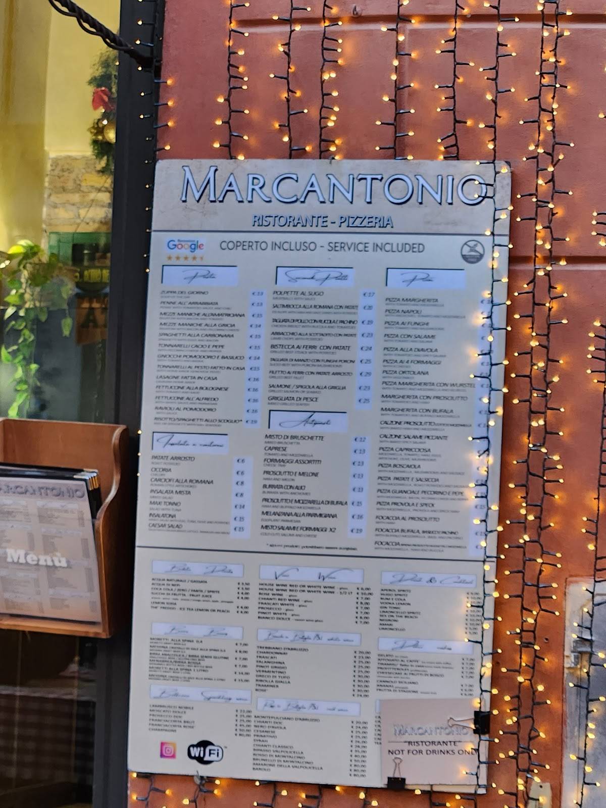 Menu di Ristorante Pizzeria Marcantonio 