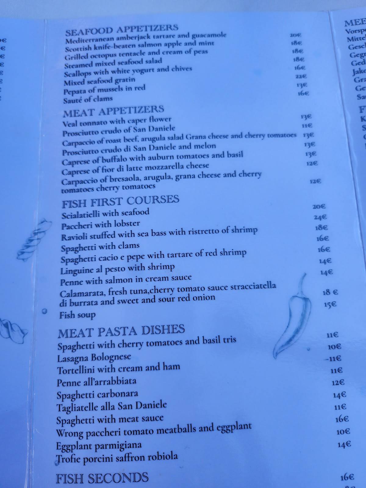 Menu di Ristorante Pizzeria Sabbia d’oro 