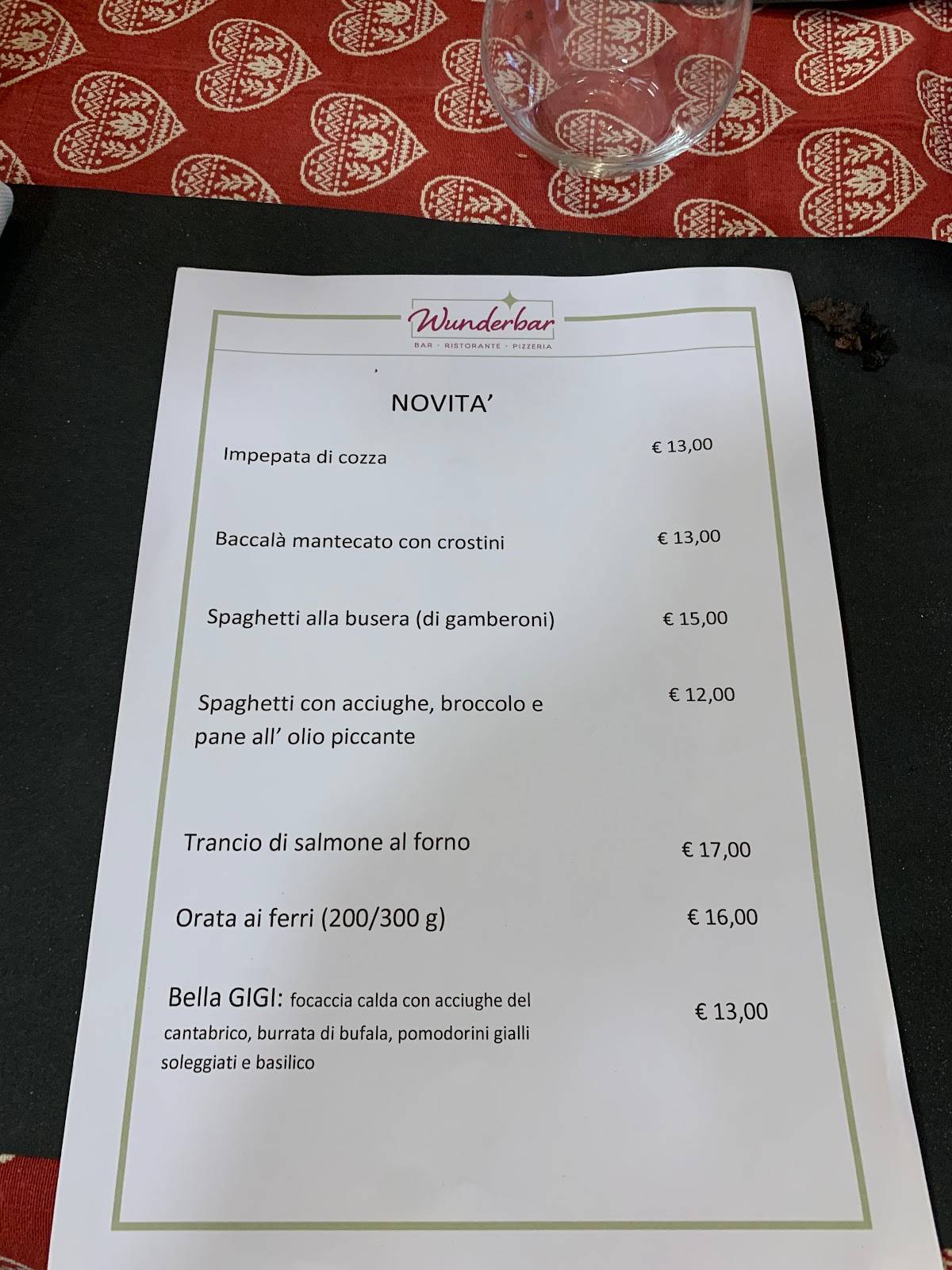 Menu di Wunderbar 