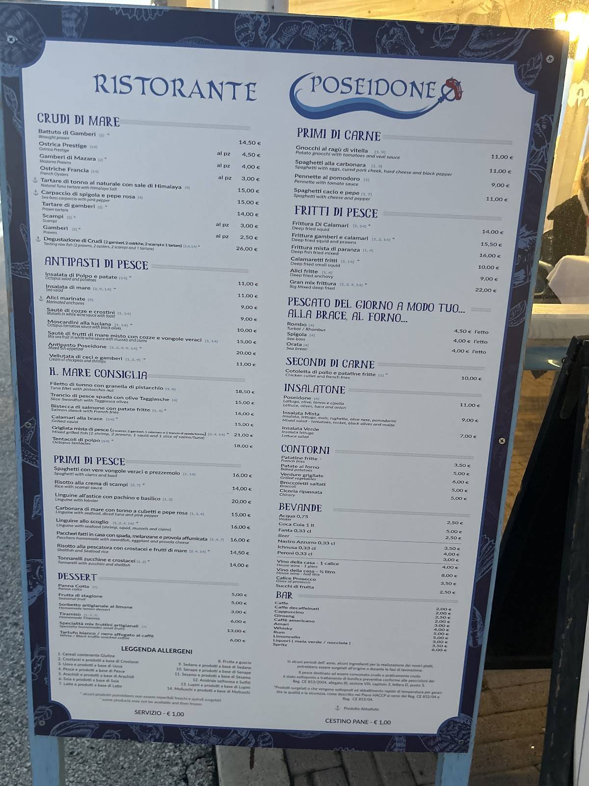 Menu di Ristorante Poseidone 