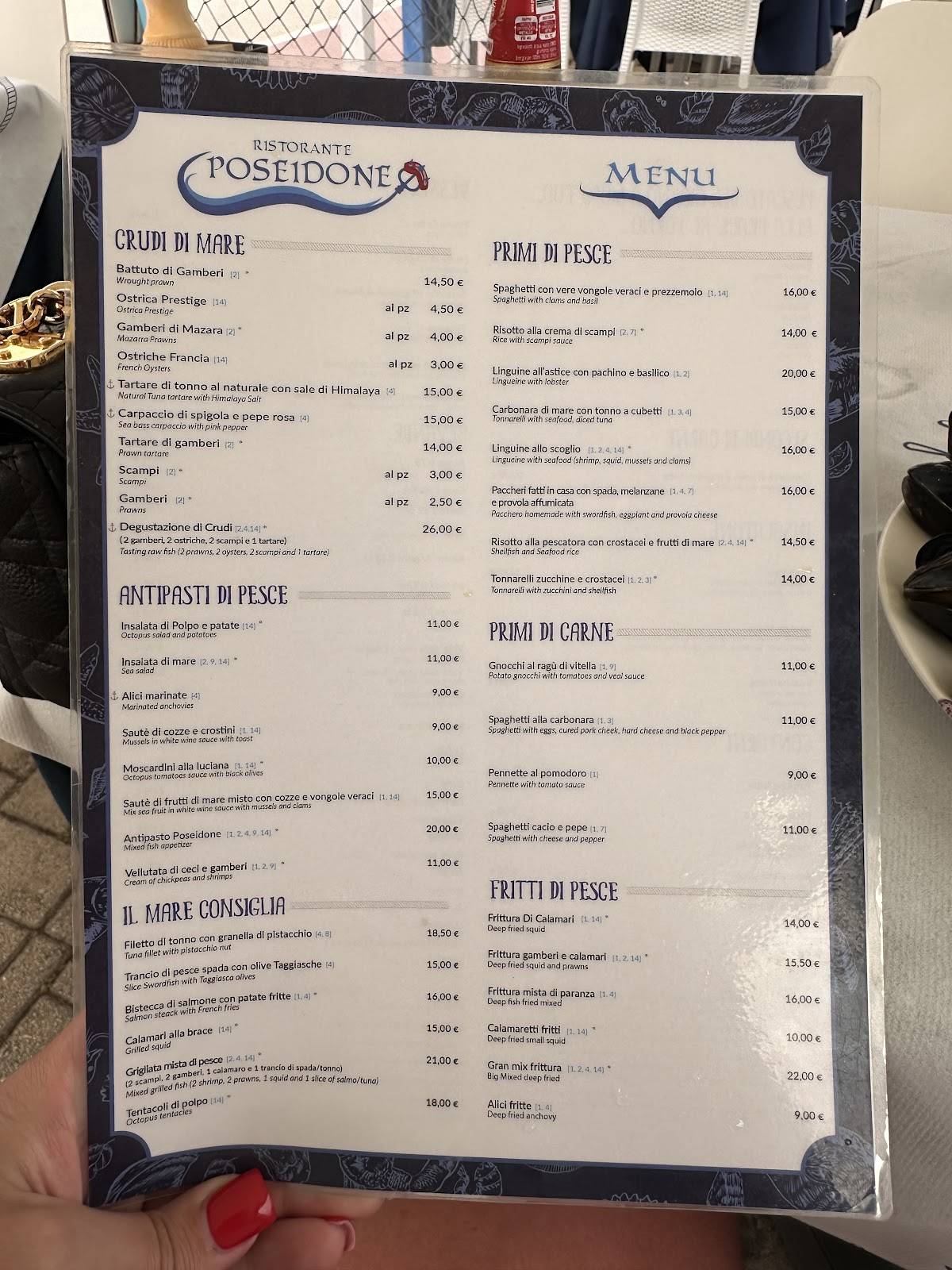 Menu di Ristorante Poseidone 