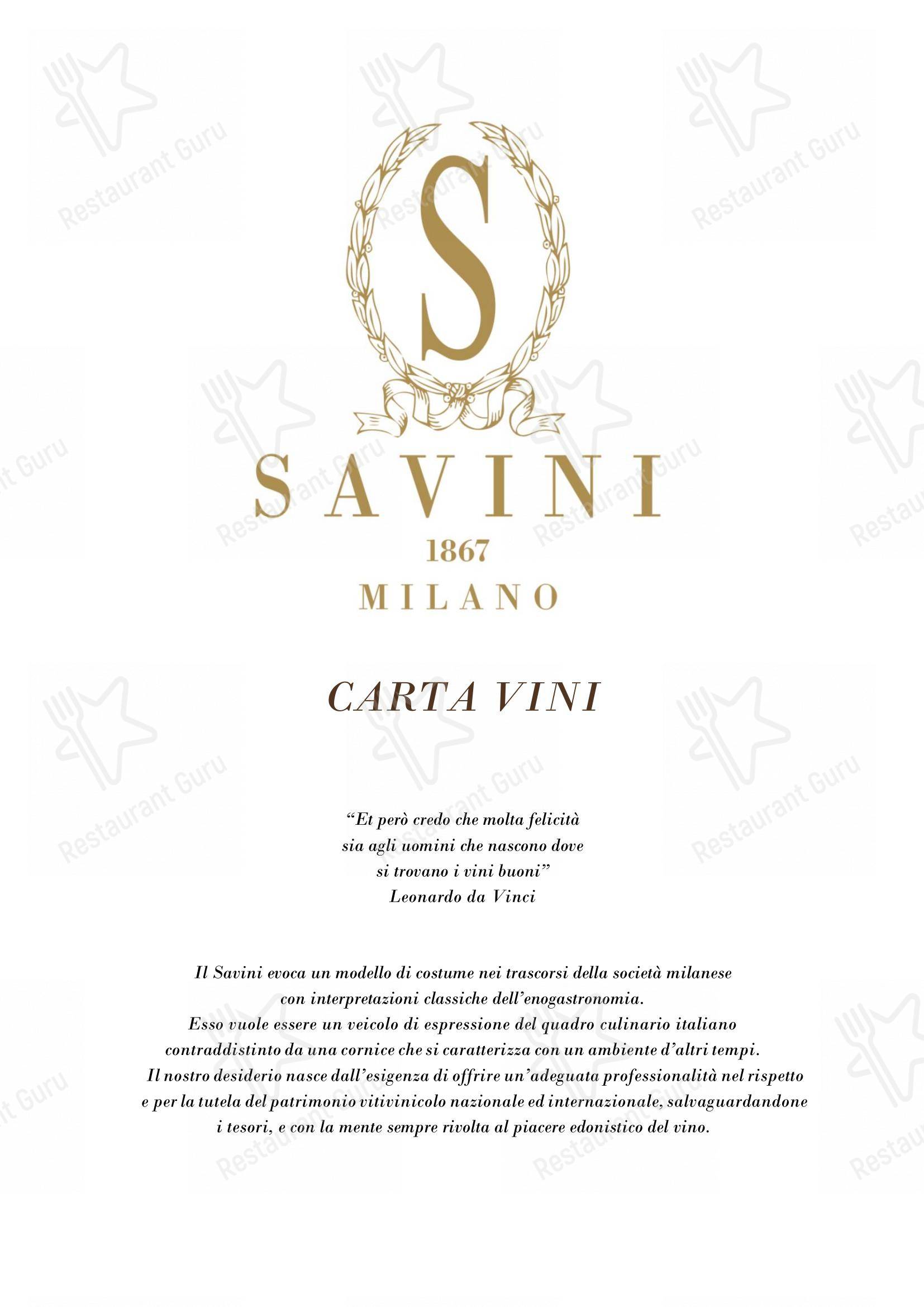 Menu di Savini 1867 - Коктейльная карта