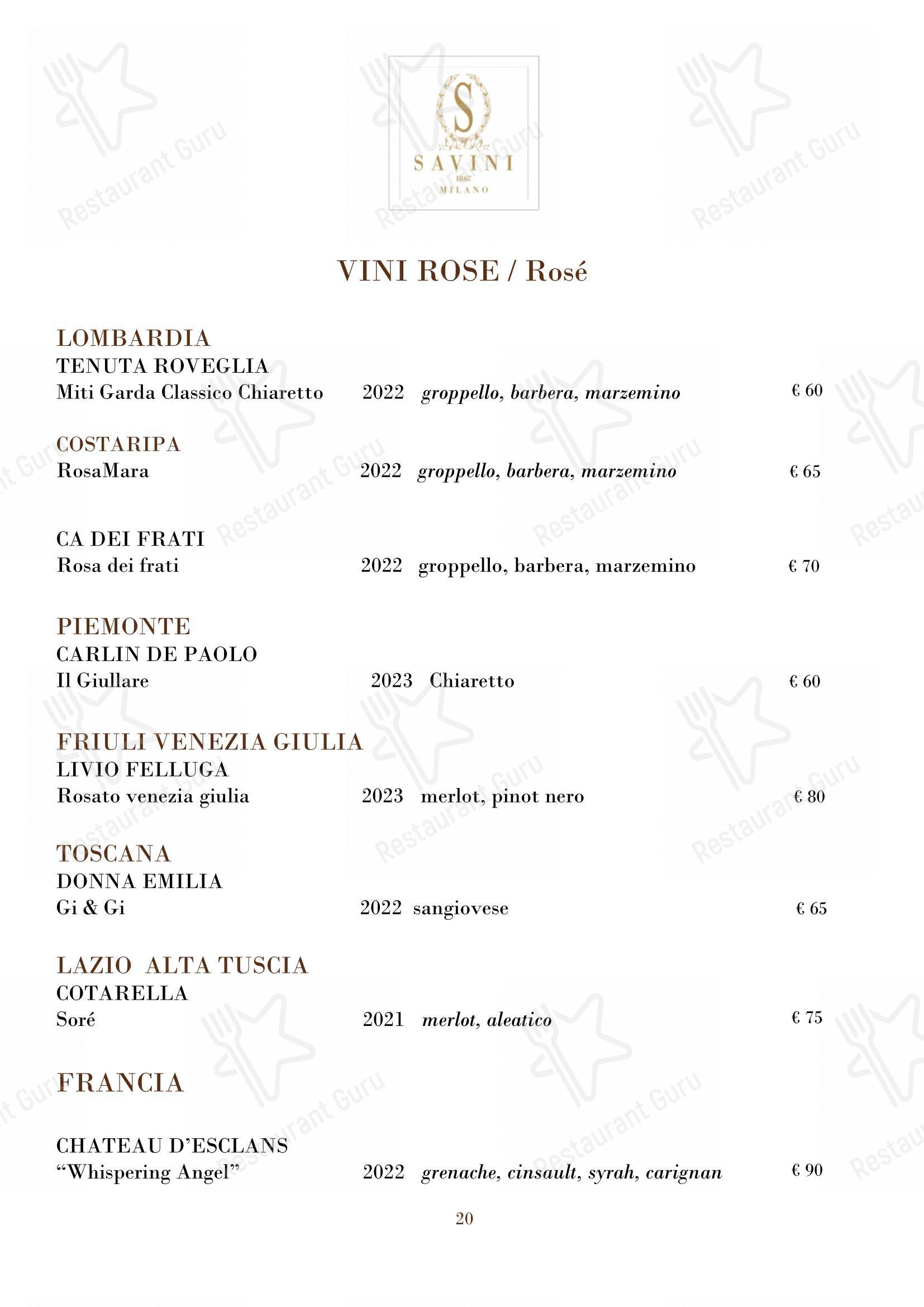 Коктейльная карта per Savini 1867 in Milano