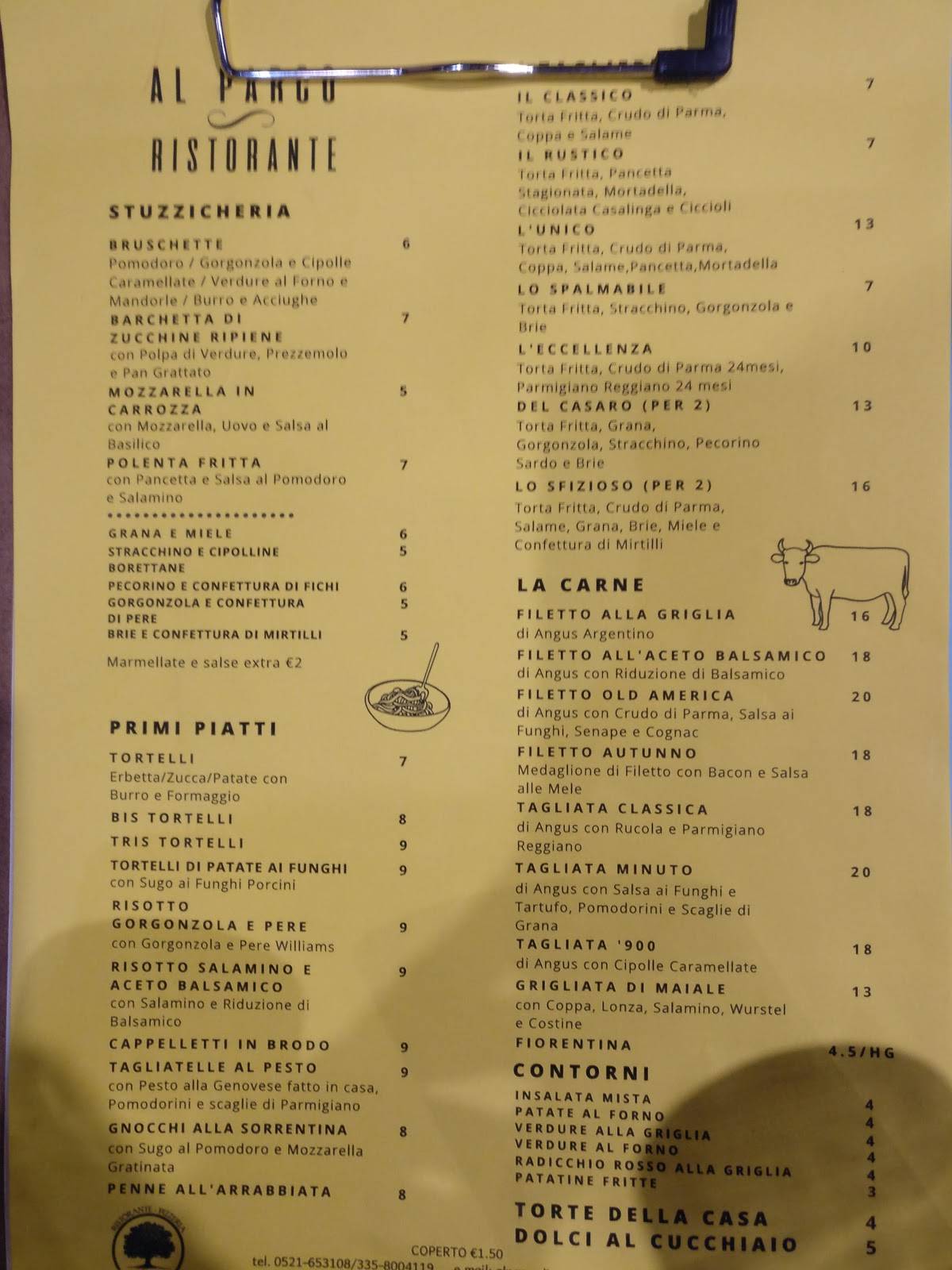 Menu di Ristorante Trattoria Pizzeria Al Parco di Marano 