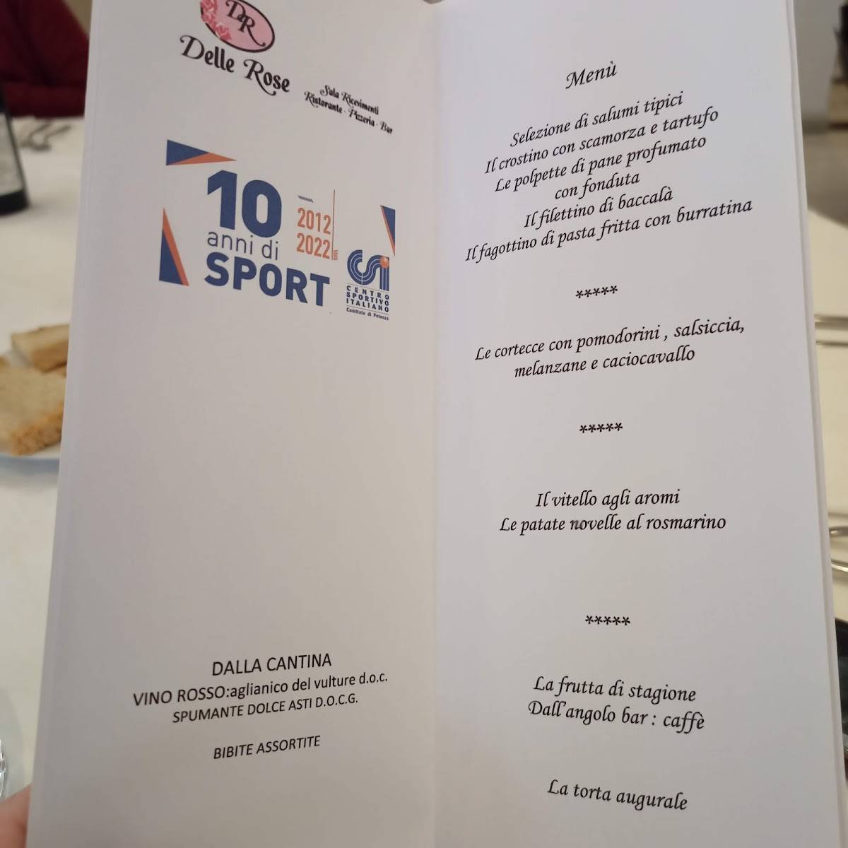 Menu di Ristorante delle Rose 