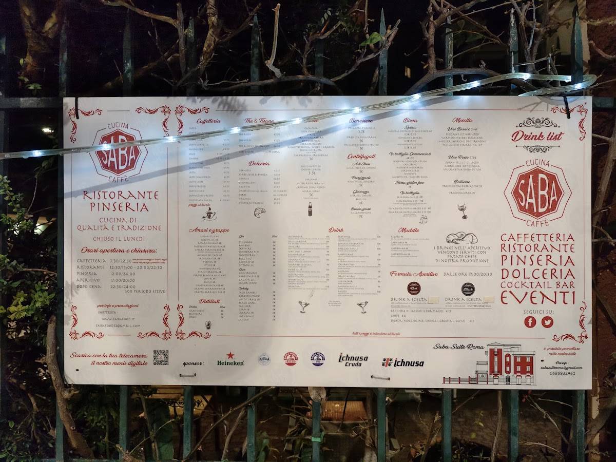 Menu di Saba Caffè Cucina 