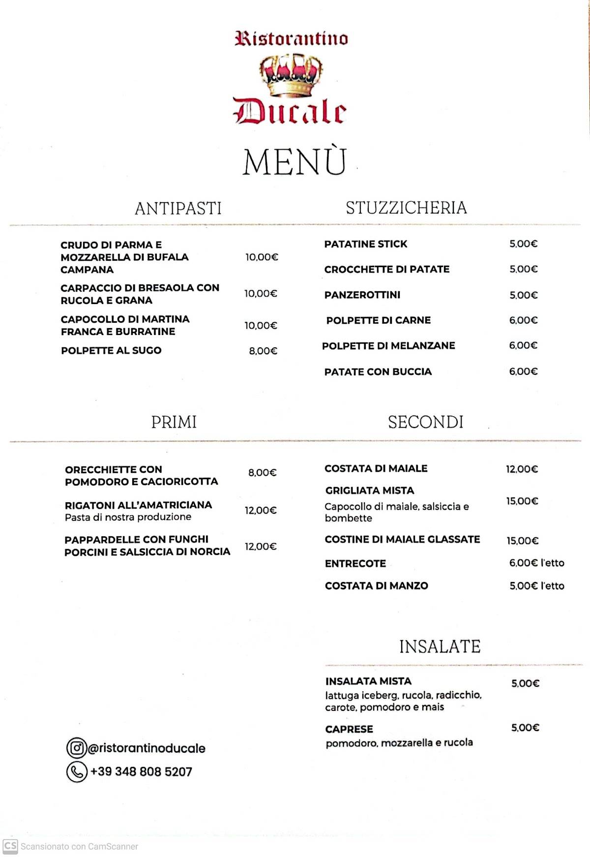 Menu di Ristorantino Pizzeria Ducale 