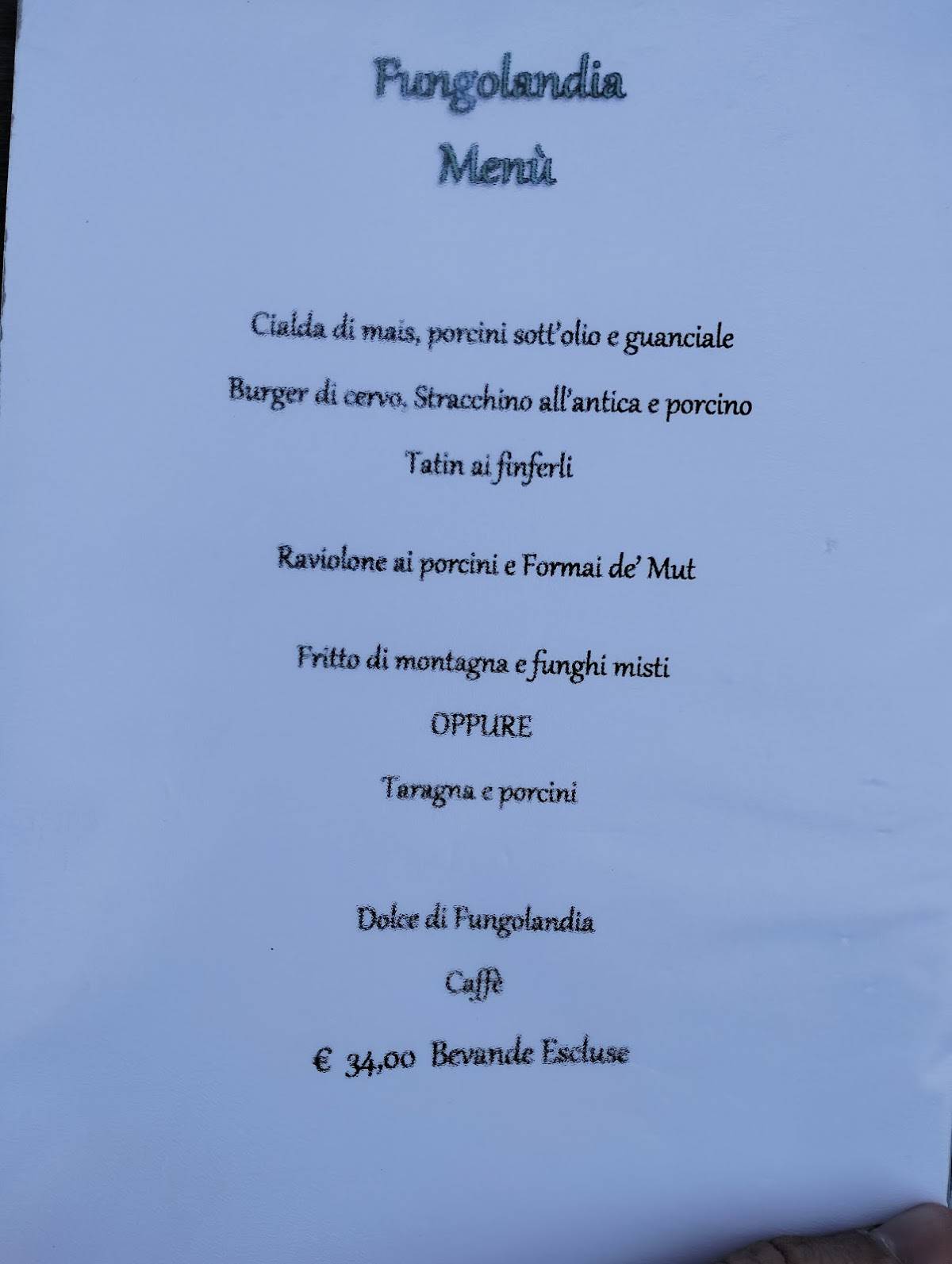 Menu di Ristorobie 