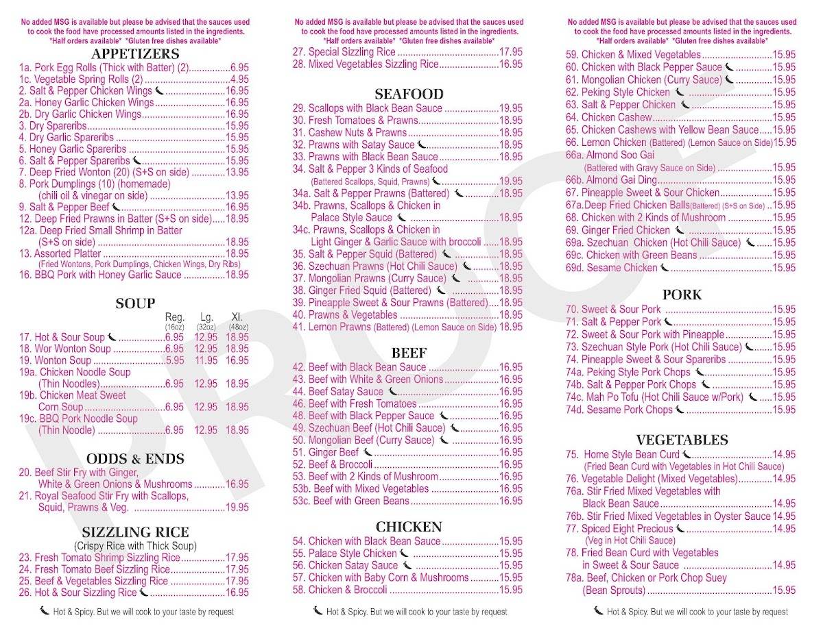 Menu de Riverbend Peking House aka Peking Peking