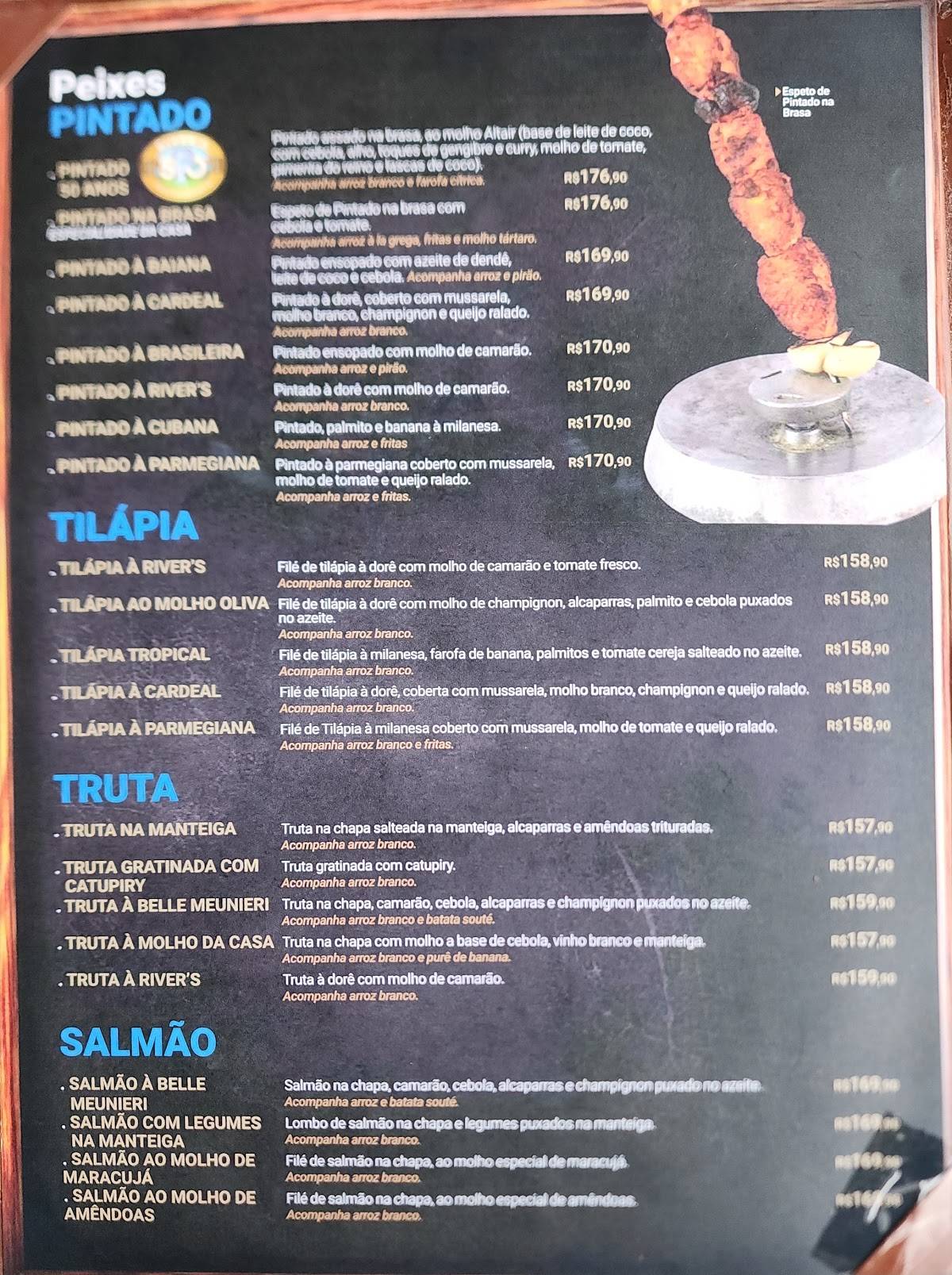 Rivers Restaurante cardápio