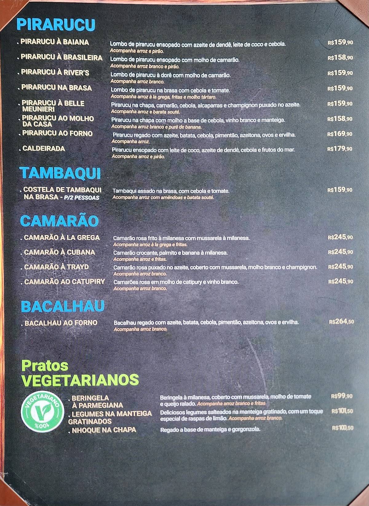 Rivers Restaurante cardápio