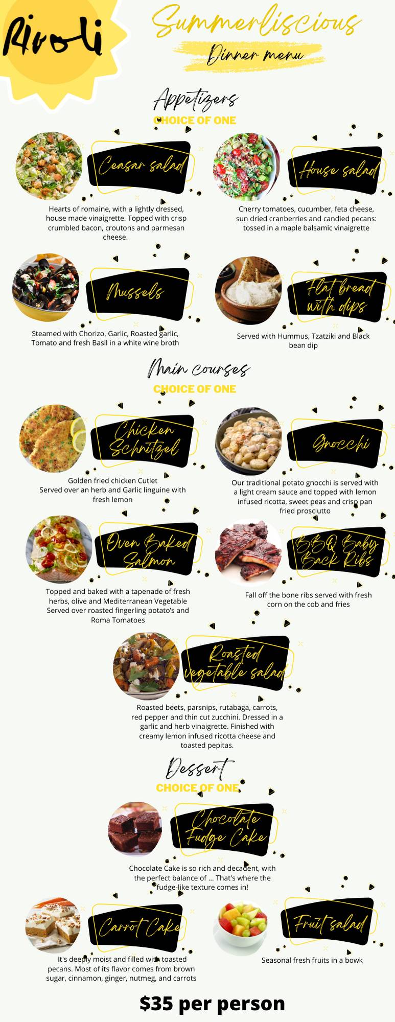Menu de Rivoli Toronto